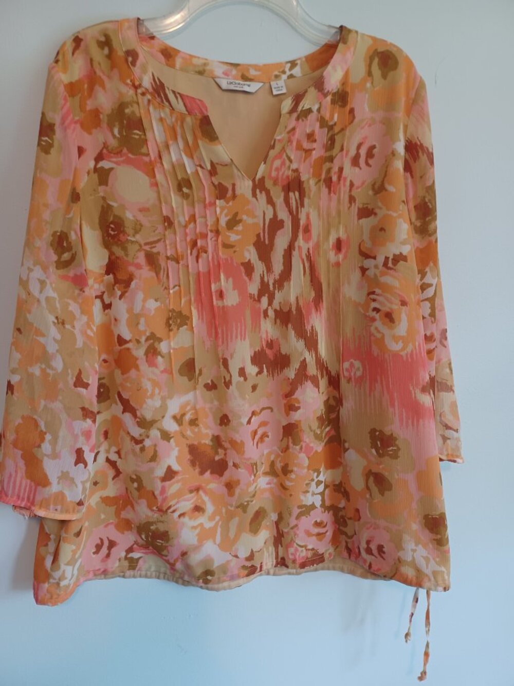 Liz Claiborne Women's Multi Color Peasant Blouse Top size L - Picture 1 of 8